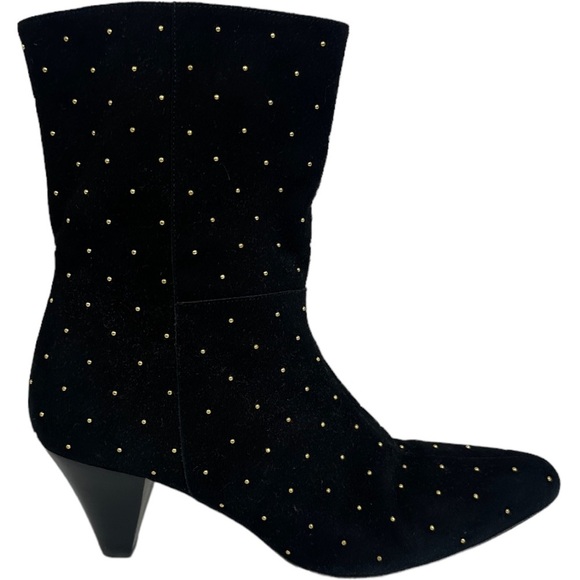Sezane Shoes - Sezane Studded Suede Leather Boots Size 40 French or US 9 Black Ankle Heeled Low